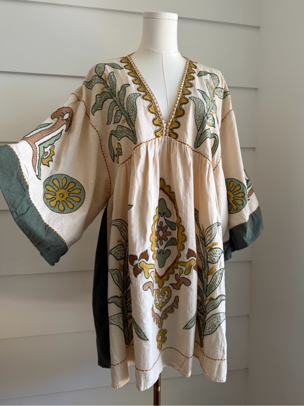 Zara Embroidered Linen Blend Mini Dress size L - Picture 5 of 12